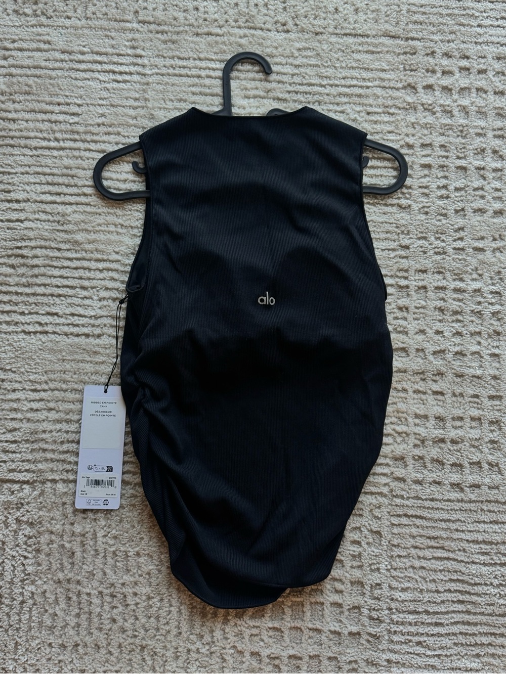 Alo Ribbed Black En Pointe Tank - Picture 2 of 4